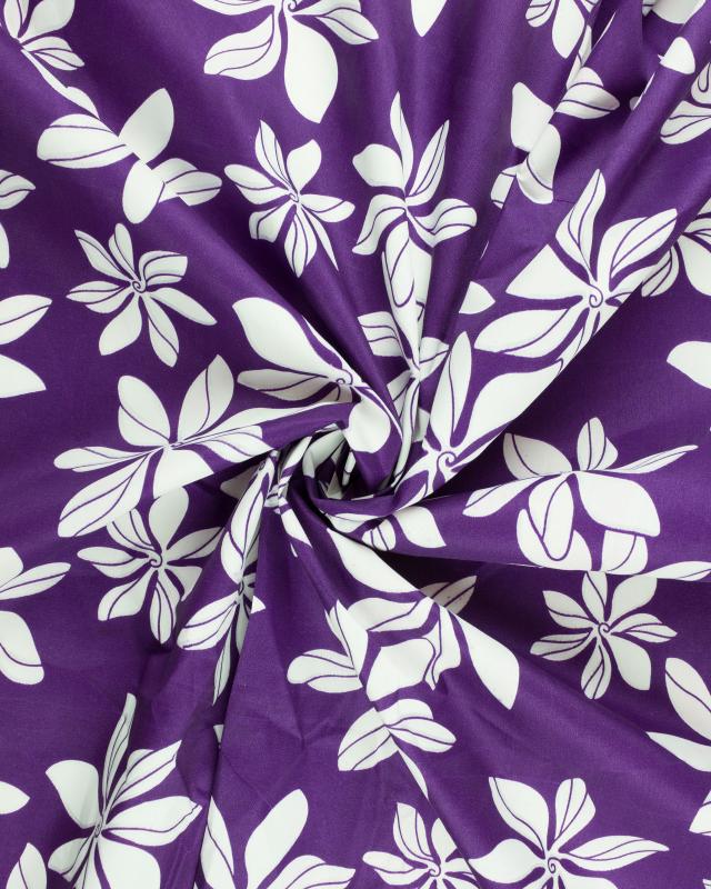 Tissu Polynésien TIARE Violet - Tissushop